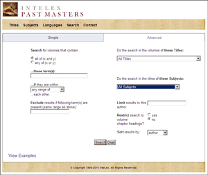 InteLex Past Masters_Screenshot Suche