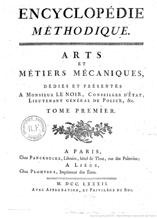 Encyclop&eacute;die m&eacute;thodique - Panckoucke